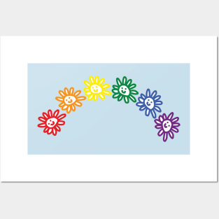 Smiley Daisy Pride Rainbow Posters and Art